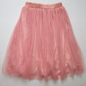 Depri Womens Pink Tulle Midi Skirt Balletcore Soft Youth Romantic Elastic S M